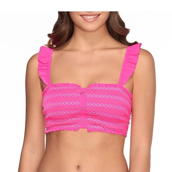 Arizona Pink smocked bandeau swim top - Picture 1 of 4